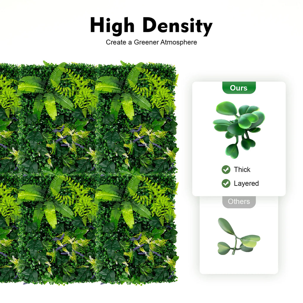 Artificial Greenery Wall Panels — 6-Piece Set, 1.4 m² Coverage