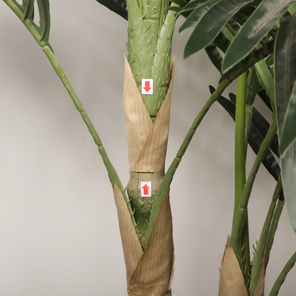 Artificial Golden Cane Palm Tree, Black Plastic Pot