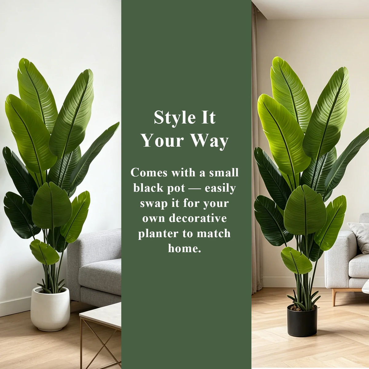 Artificial Bird of Paradise — 160 or 180 cm, Silk Leaves with Nursery Pot
