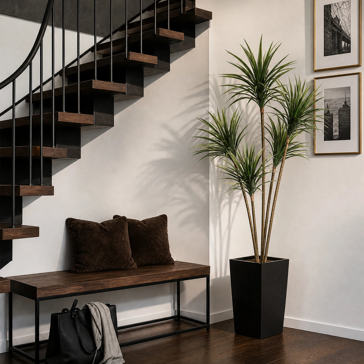 Artificial Dracaena Marginata Tree — 4.3 to 4.9 ft, Weighted Base