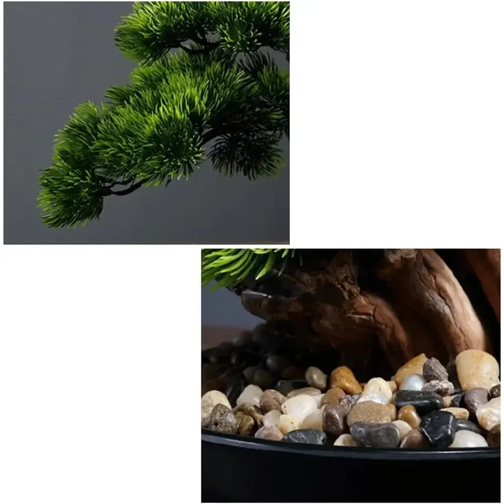 Artificial Bonsai Pine Tree — 17 in, Potted Tabletop Piece