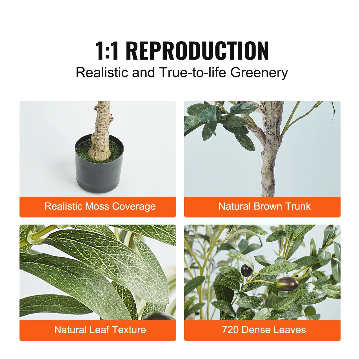 Artificial Olive Tree — 4 to 6 ft, PE Foliage, Stainless Steel Branches
