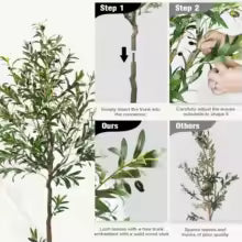 Artificial Olive Tree, 5.25 to 8 ft, Silk Leaves with Fruit, Black Pot