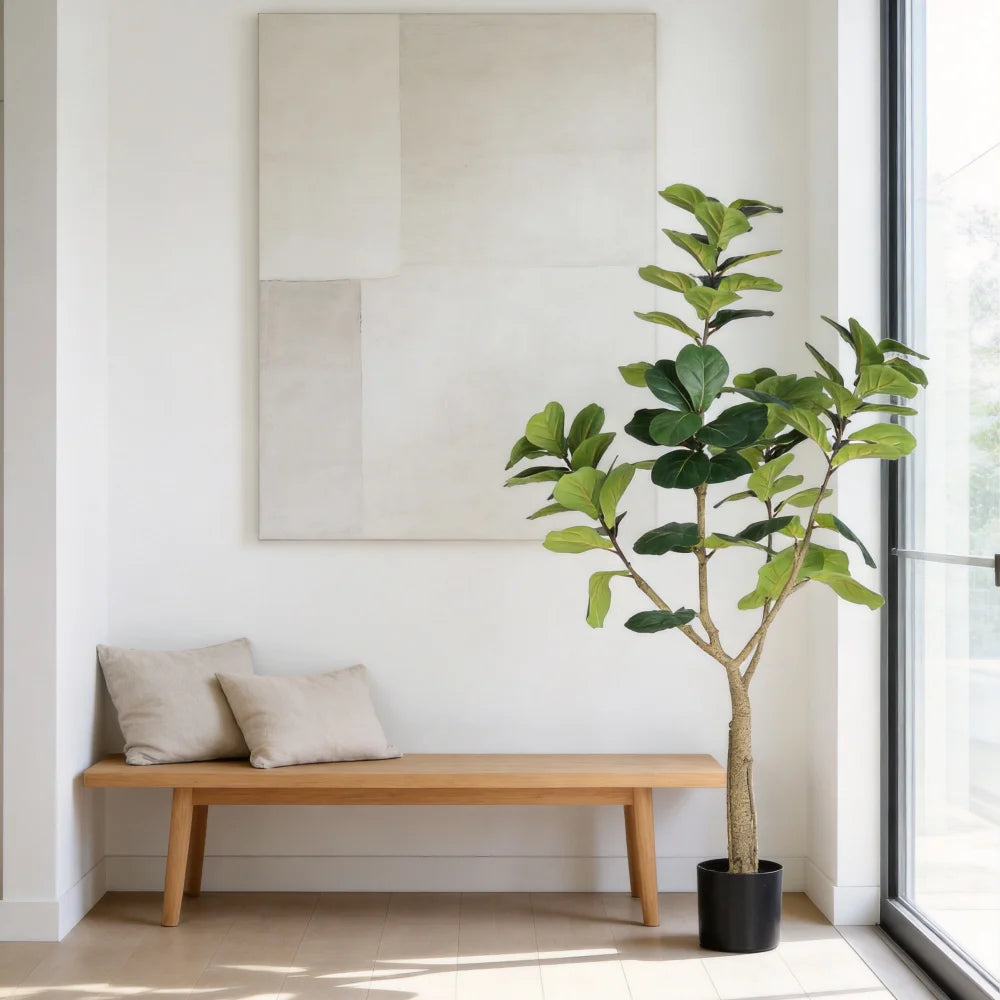 Artificial Fiddle Leaf Fig Tree — 6 ft, Plastic Pot