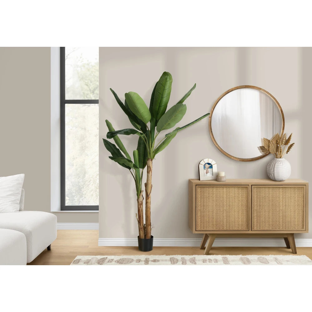 Artificial Banana Tree — 83 in, Dual Trunk, 16 Variegated Leaves