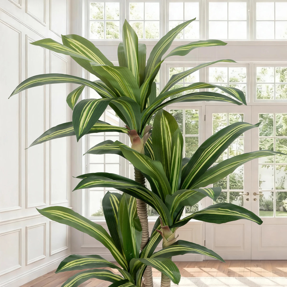 Artificial Dracaena Tree — 4 to 6 ft, Three-Stalk Design