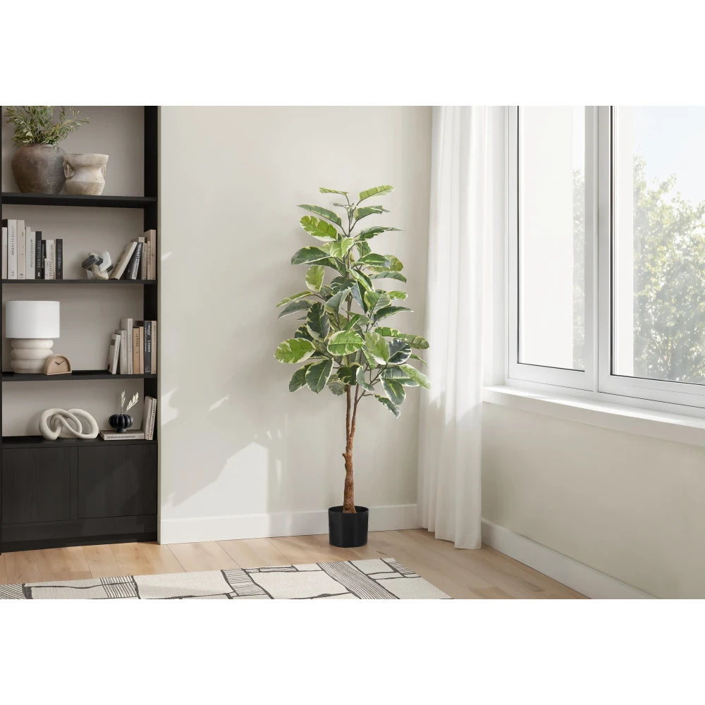 Artificial Rubber Tree — 4.3 ft, 72 Variegated Real-Touch Leaves