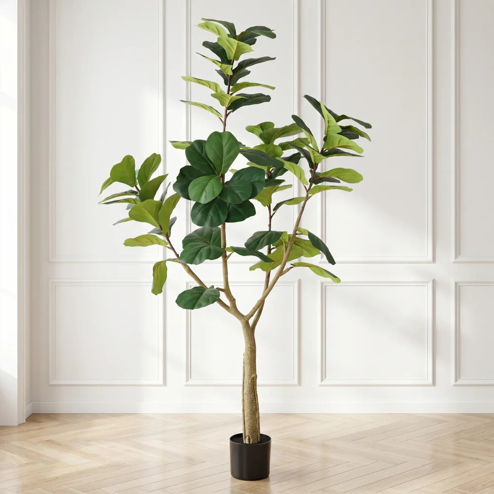 Artificial Fiddle Leaf Fig Tree — 6 ft, Plastic Pot