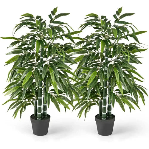 Artificial Bamboo Trees — Set of 2, Three PE Trunks Each