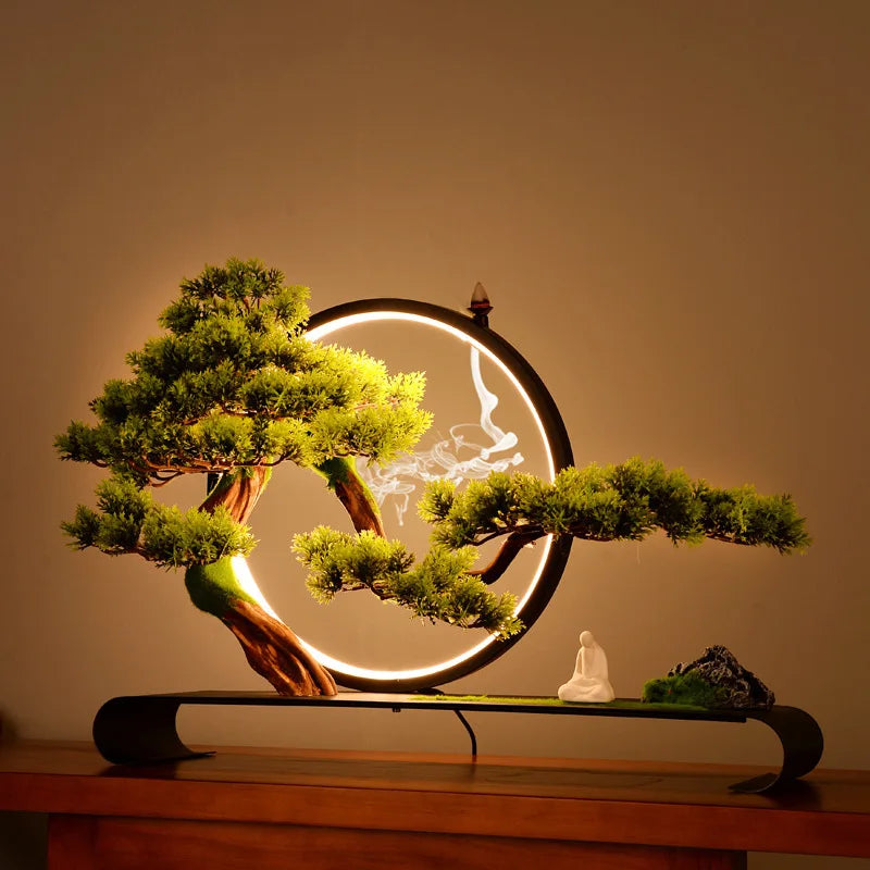 Pot and base of the 1.7ft cliff bonsai, topped with moss and gravel