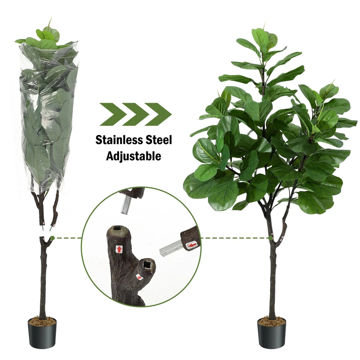 Artificial Fiddle Leaf Fig Tree — 6 ft, Black Pot