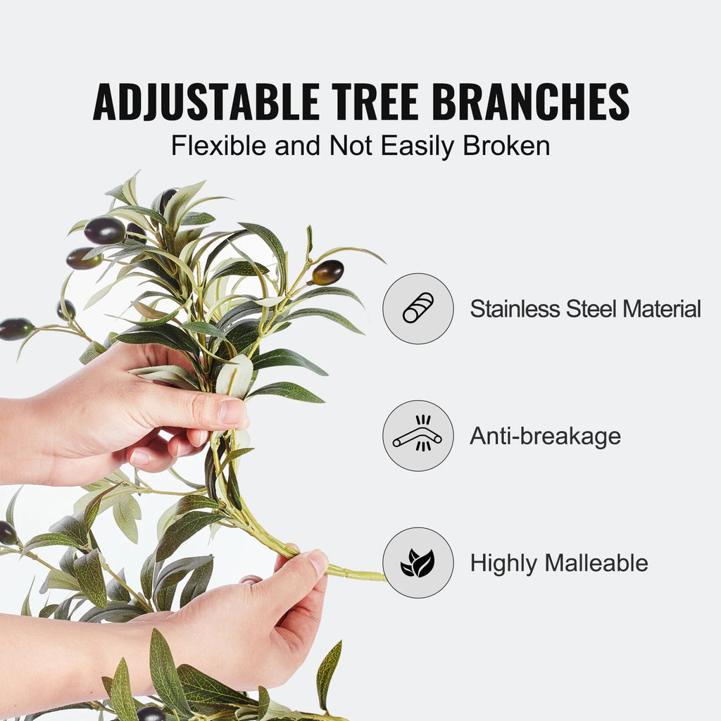 Artificial Olive Tree — 4 to 6 ft, PE Foliage, Stainless Steel Branches