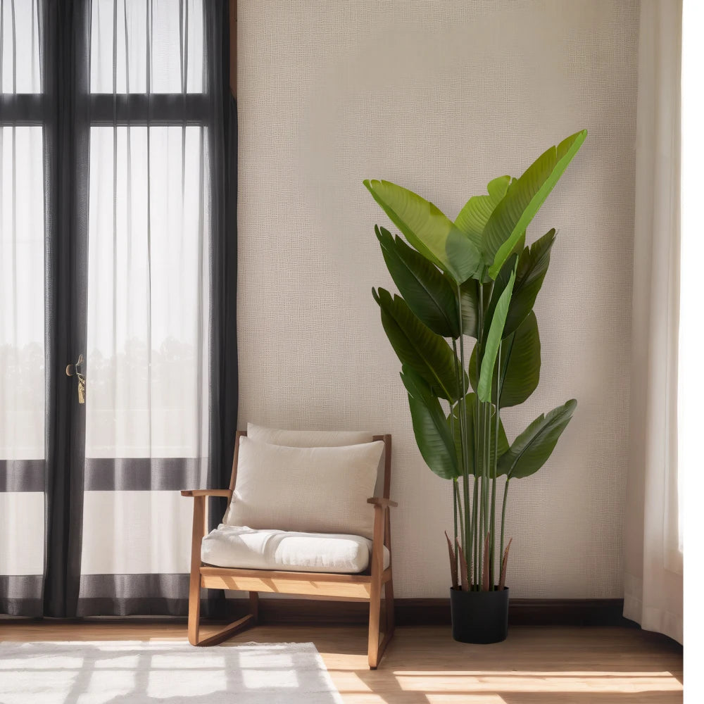 Artificial Bird of Paradise Plant — 5.2 ft, 12 Leaves, Set of 2