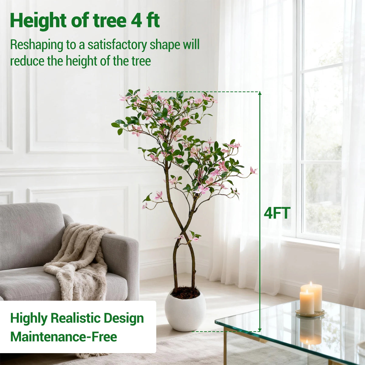 Artificial Jasmine Tree — 4 to 6 ft, Silk Blossoms on Plastic Stems