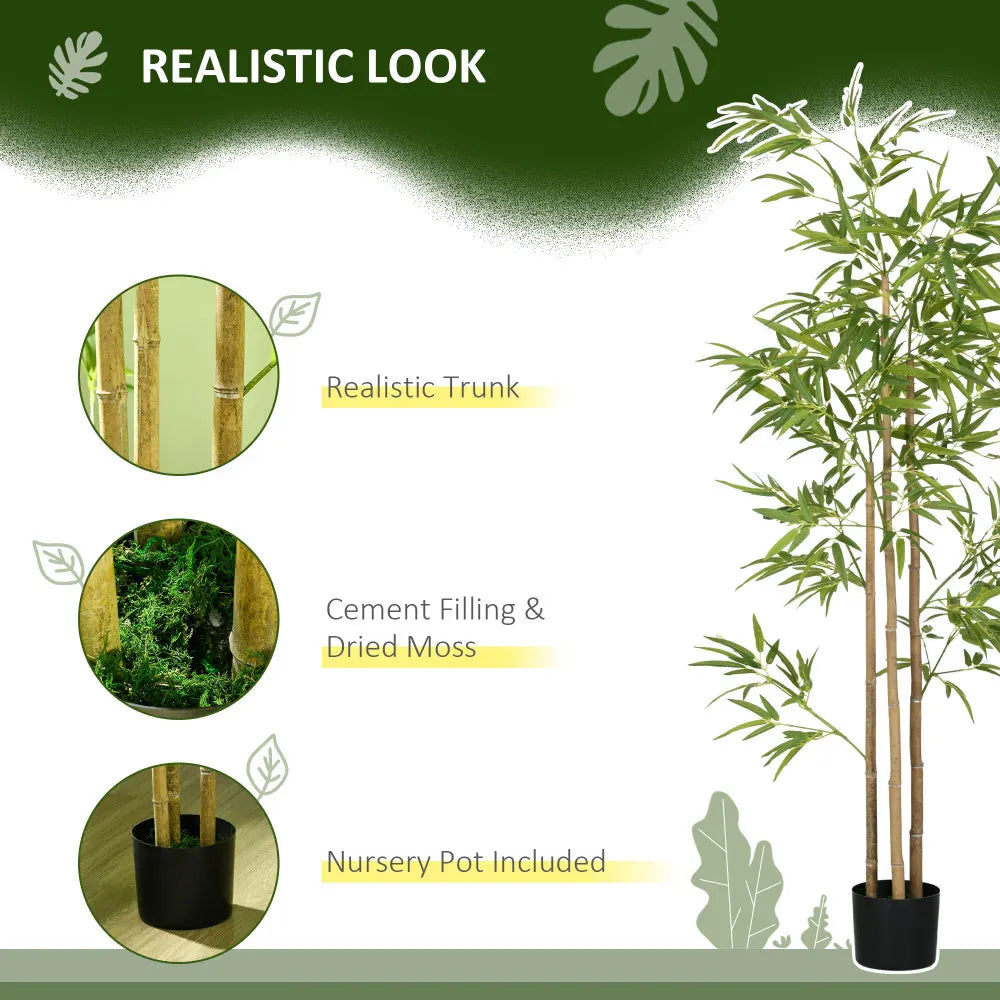 Artificial Bamboo Tree — 5.9 ft, 924 Leaves in Black Nursery Pot