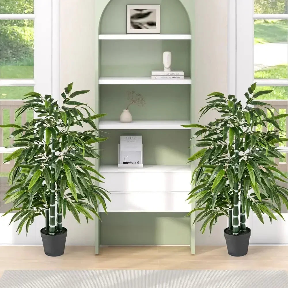 Artificial Bamboo Trees — Set of 2, Three PE Trunks Each