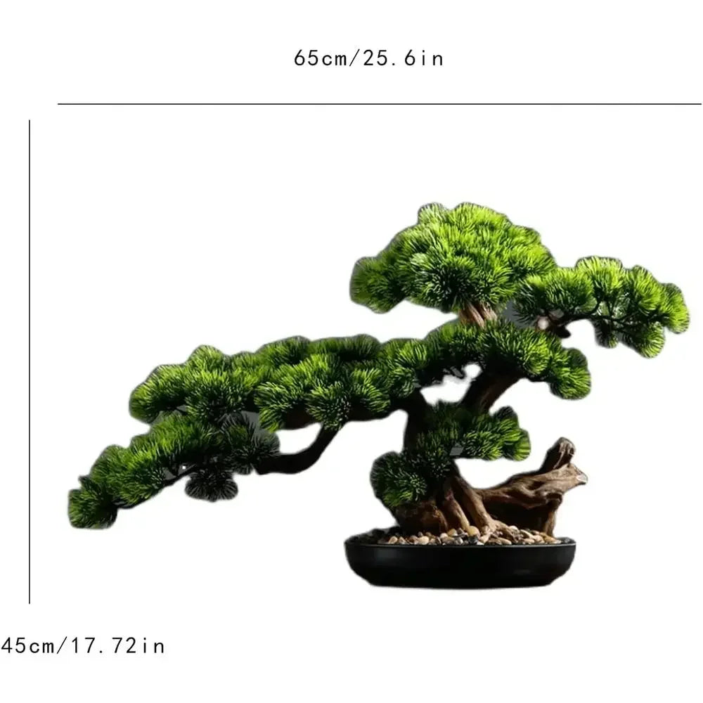 Artificial Bonsai Pine Tree — 17 in, Potted Tabletop Piece