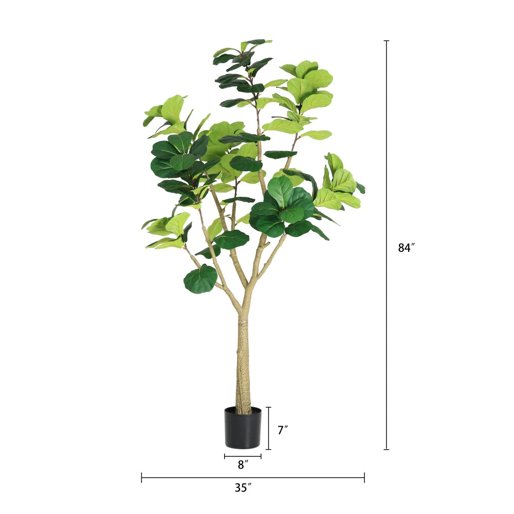Artificial Fiddle Leaf Fig Tree — 6 to 7 ft, Modular Build, Covered Outdoor Use