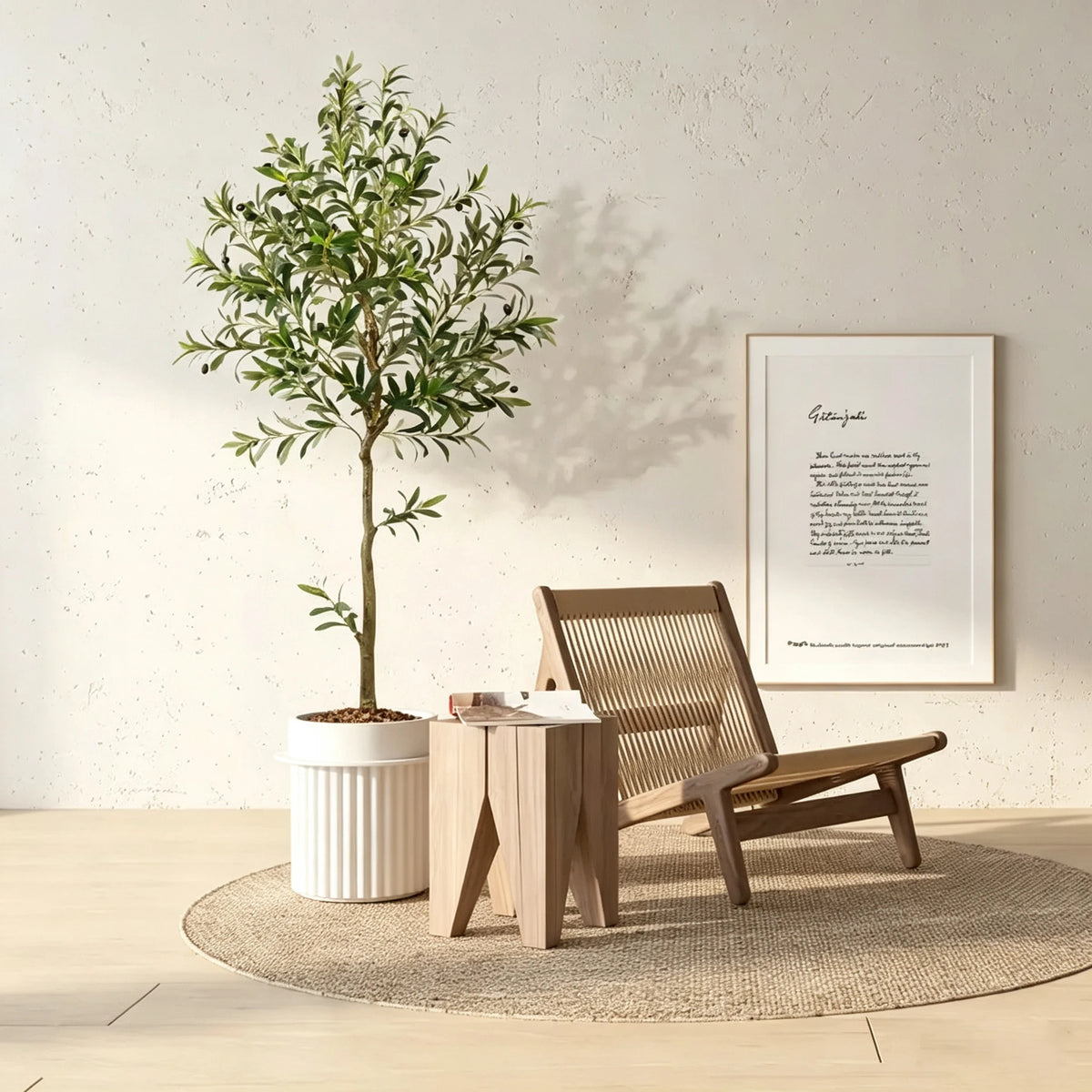 Artificial Olive Tree, 5.25 to 8 ft, Silk Leaves with Fruit, Black Pot