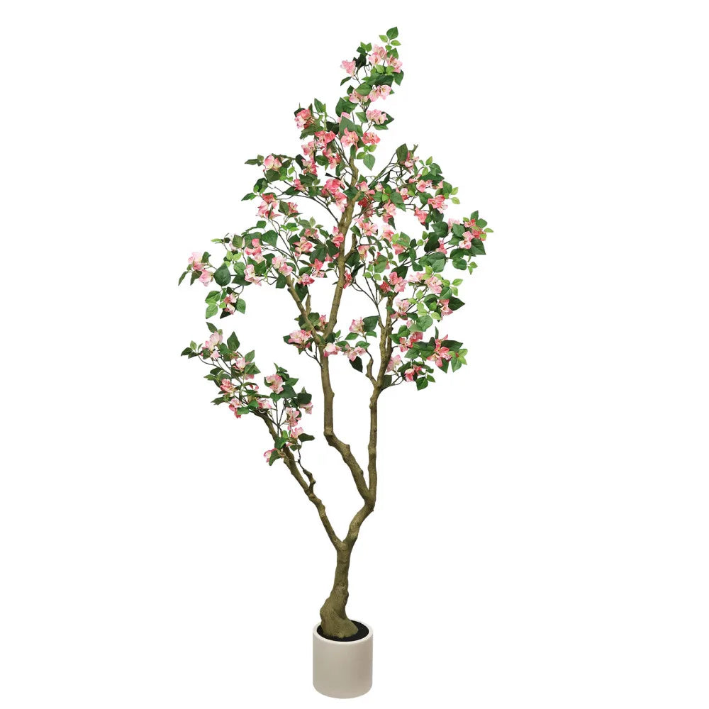Artificial Bougainvillea Tree — 7 ft, Pink Silk Bracts, Cement-Filled Base