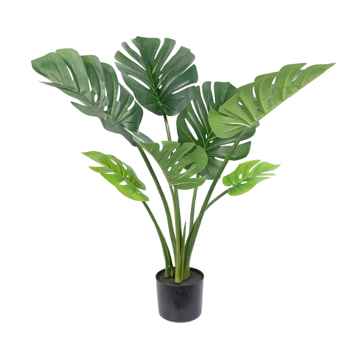 Artificial Monstera Deliciosa — 90 to 120 cm, Black Pot, Single or Pair