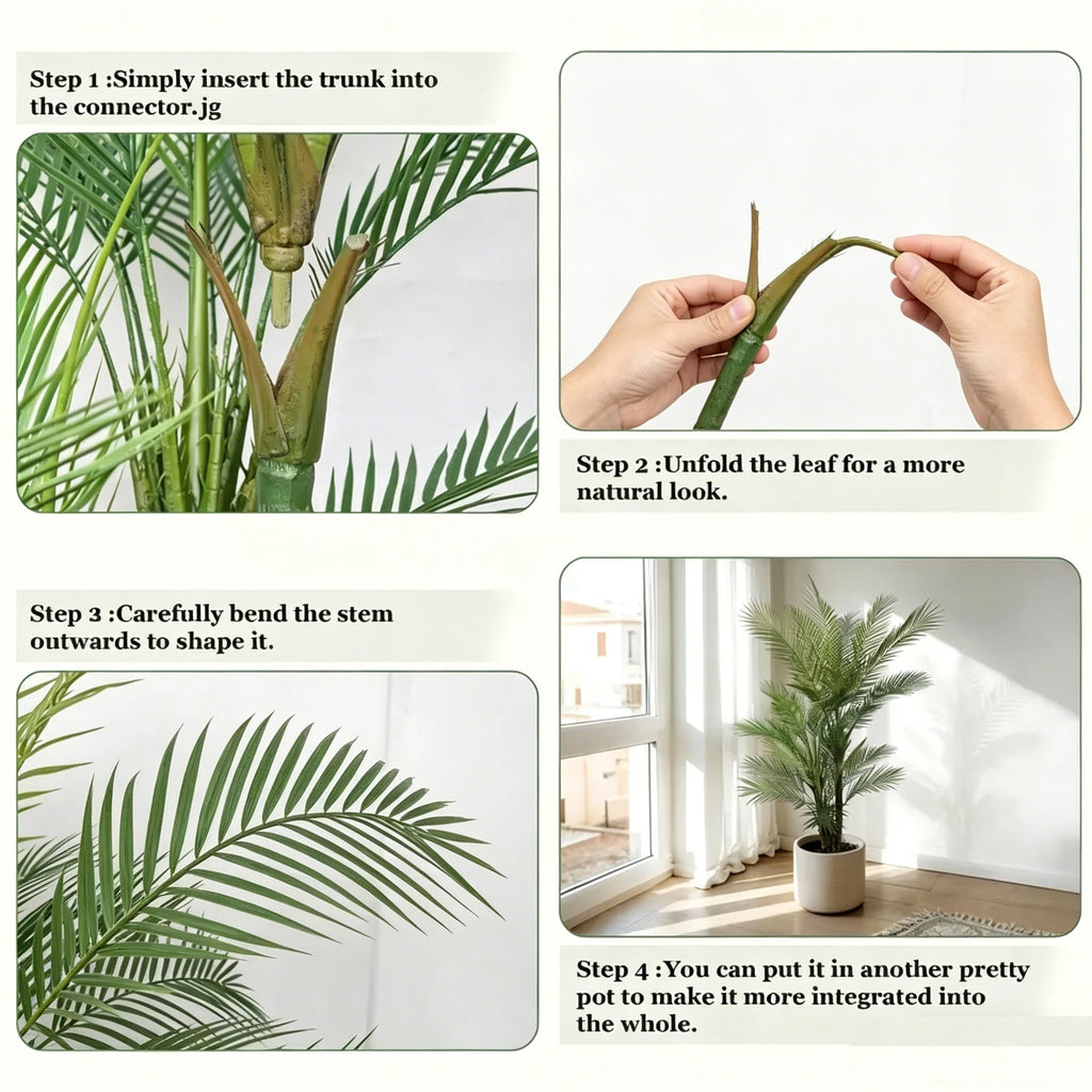 Artificial Palm Tree — 5 to 6 ft, UV-Resistant Fronds, Black or White Pot