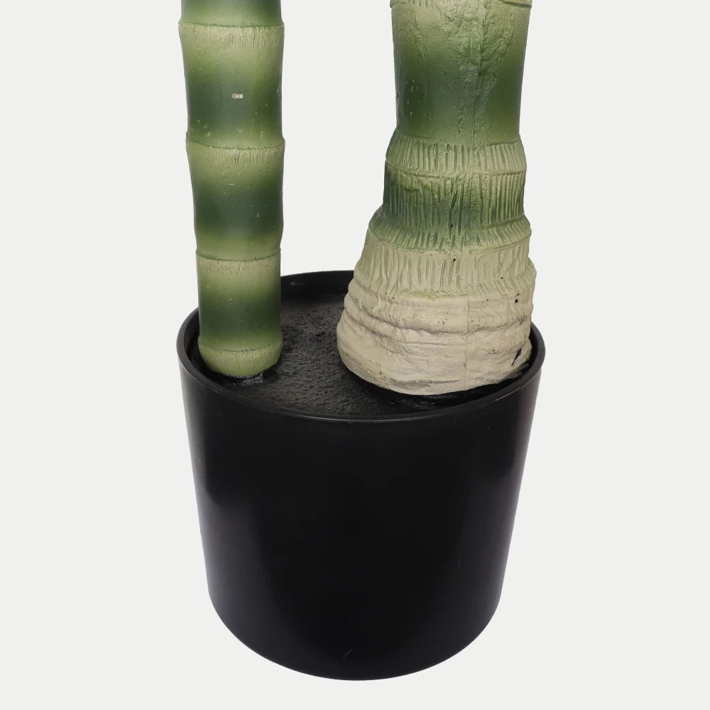 Artificial Golden Cane Palm Tree, Black Plastic Pot