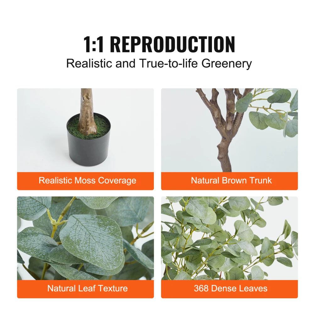 Artificial Eucalyptus Tree — 6 ft, PE Foliage with Stainless Steel Branches