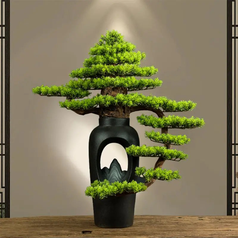Pot and base of the 3ft pine bonsai, finished with moss and gravel