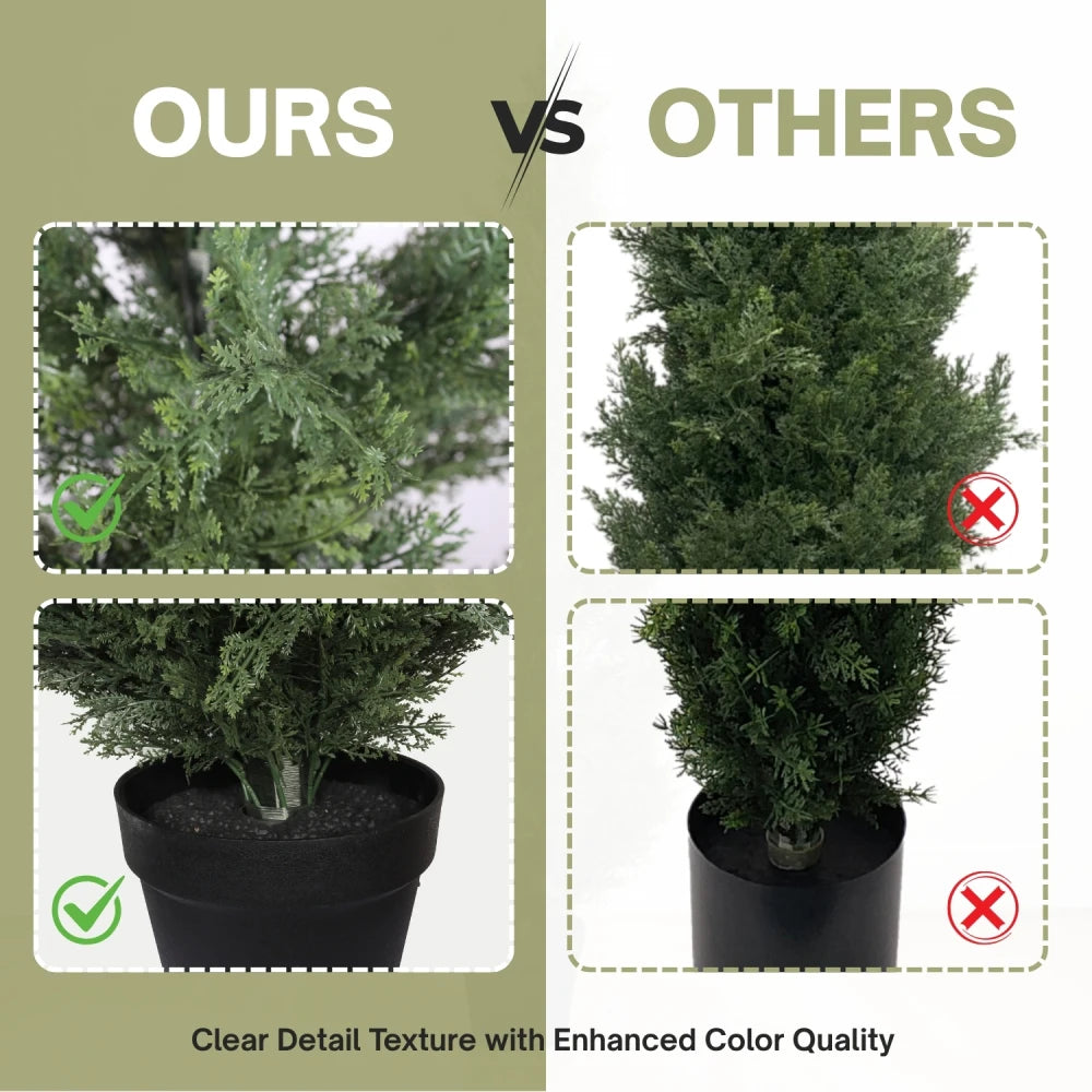Artificial Cypress Topiary — 5 ft, UV-Treated Foliage, Black Pot
