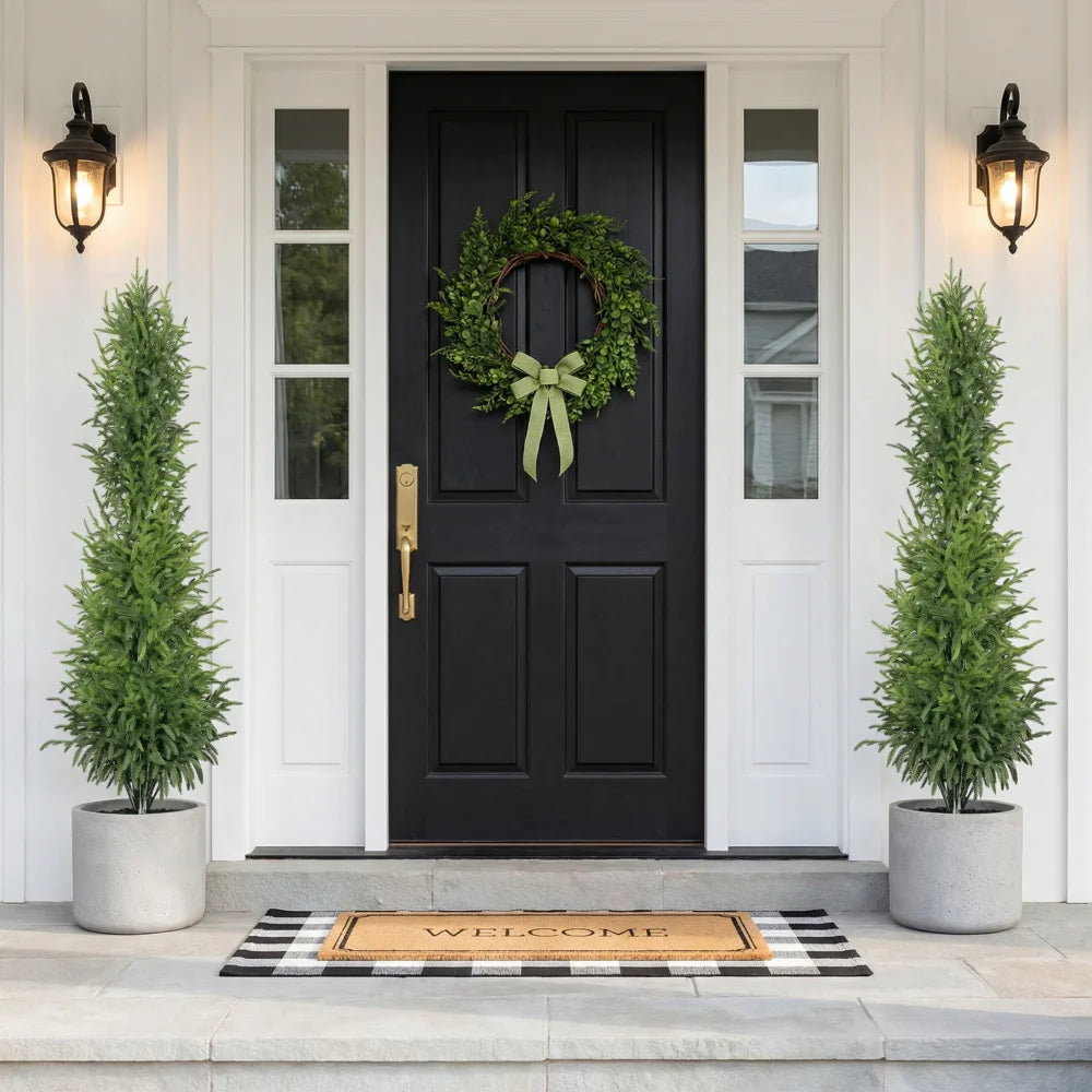 Artificial Pine Tree — 5 ft, Real-Touch Foliage, Set of 2 in Black Pot