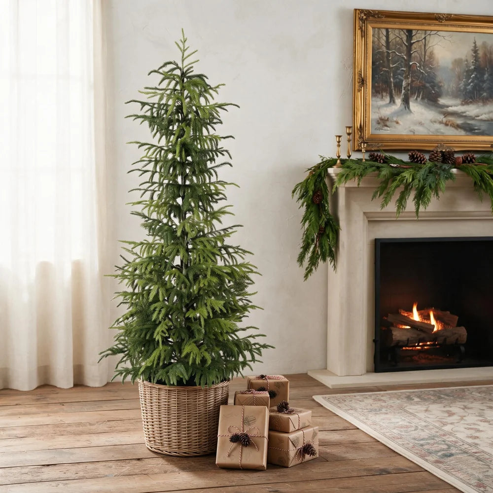 Artificial Norfolk Pine Tree — 5 ft, Real-Touch Foliage, Potted