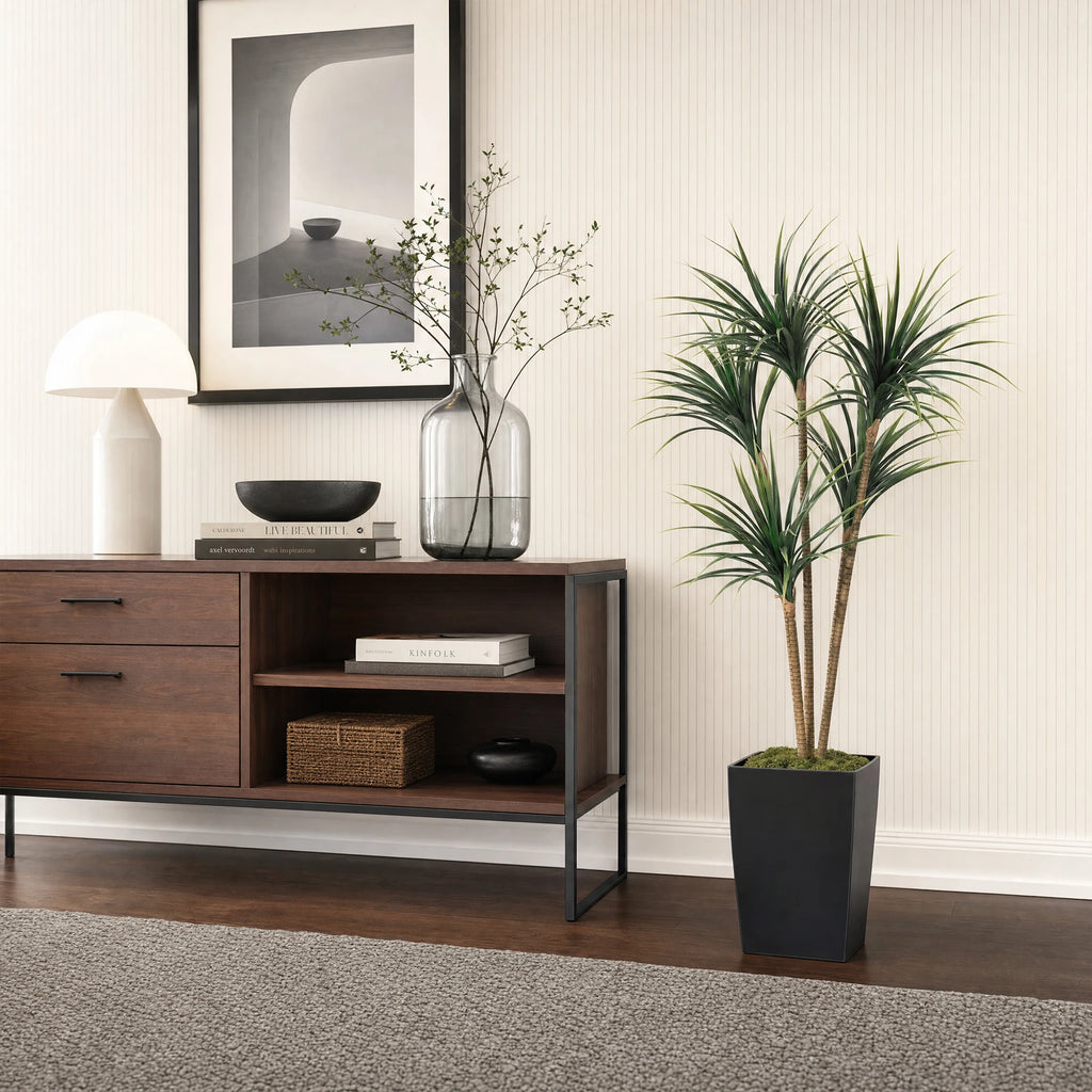 Artificial Dracaena Marginata Tree — 4.3 to 4.9 ft, Weighted Base
