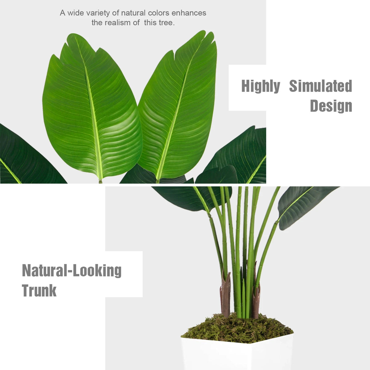 Artificial Bird of Paradise Plant — 4.1 ft, Silk Foliage in White Planter
