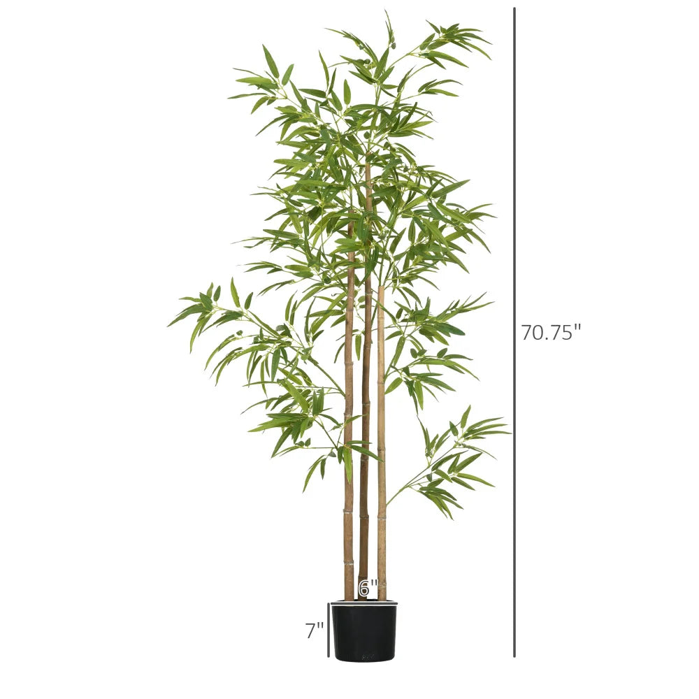 Artificial Bamboo Tree — 5.9 ft, 924 Leaves in Black Nursery Pot