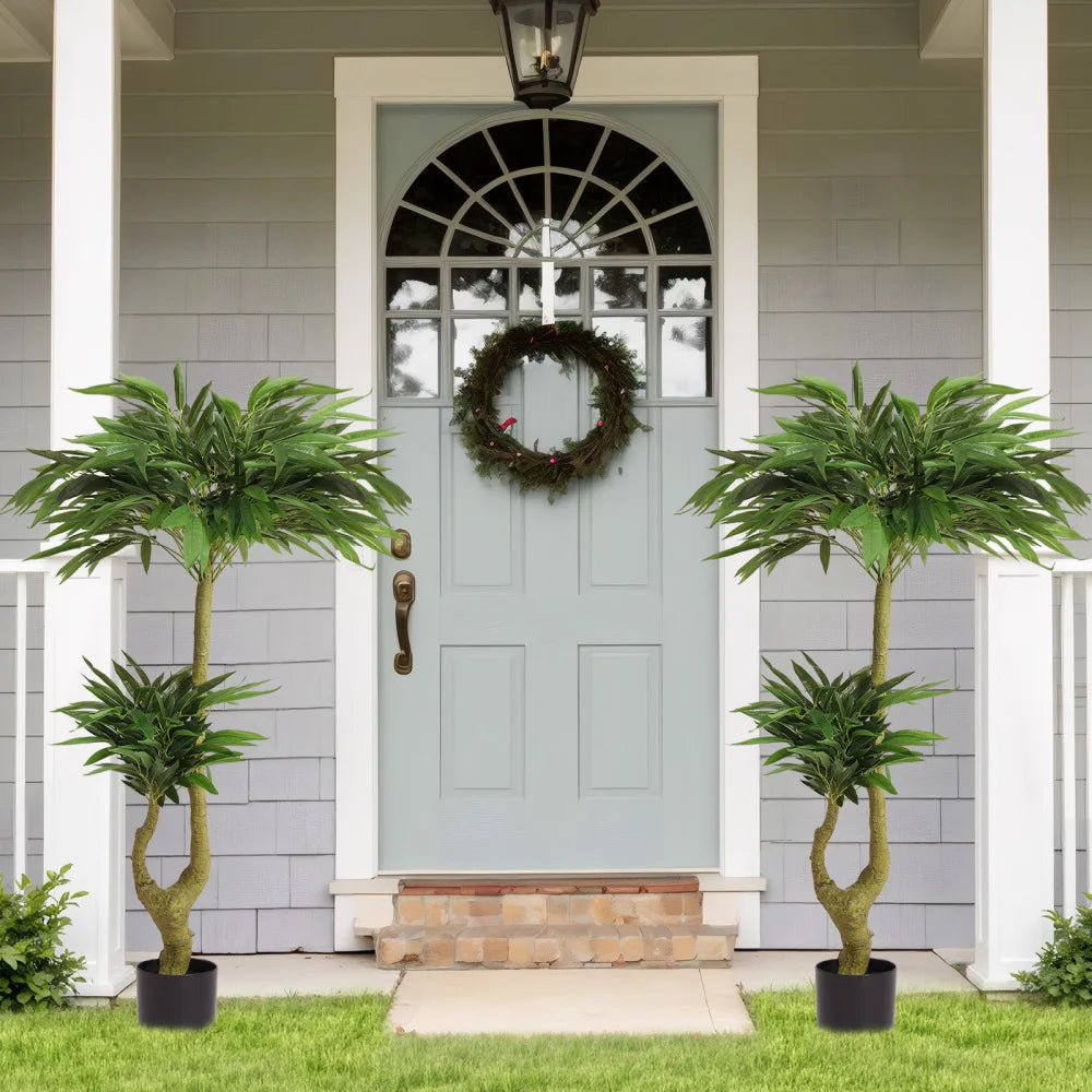 Artificial Willow Tree — 5 ft, Interlocking Root Clusters in a Black Pot