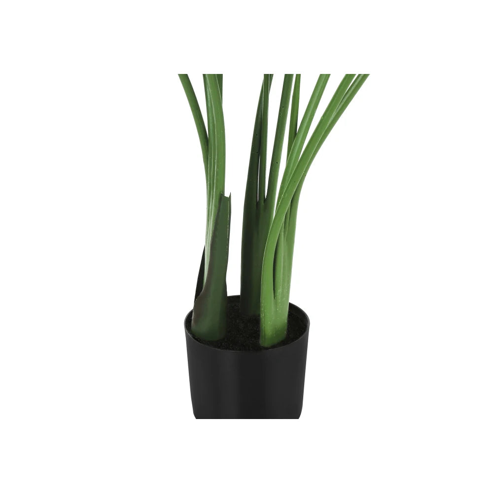 Artificial Bird of Paradise Plant — 3.7 ft, 8 Leaves, Black Pot