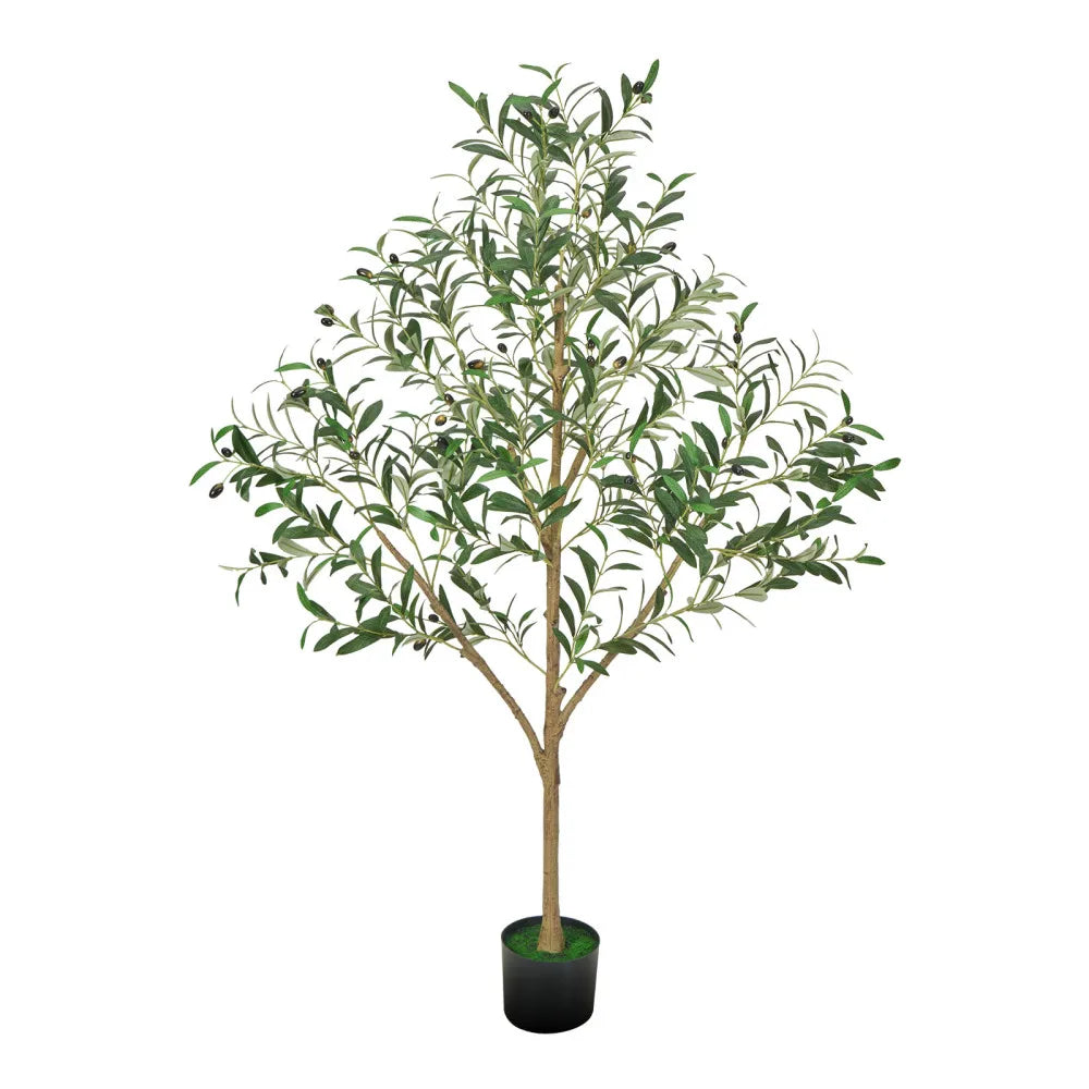 Artificial Olive Tree — 5 ft, Rubber Silk Foliage with Black Pot
