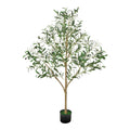 Artificial Olive Tree — 5 ft, Rubber Silk Foliage with Black Pot