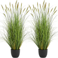 Artificial Cattail and Onion Grass — 3.9 ft, 2-Pack Potted Arrangement