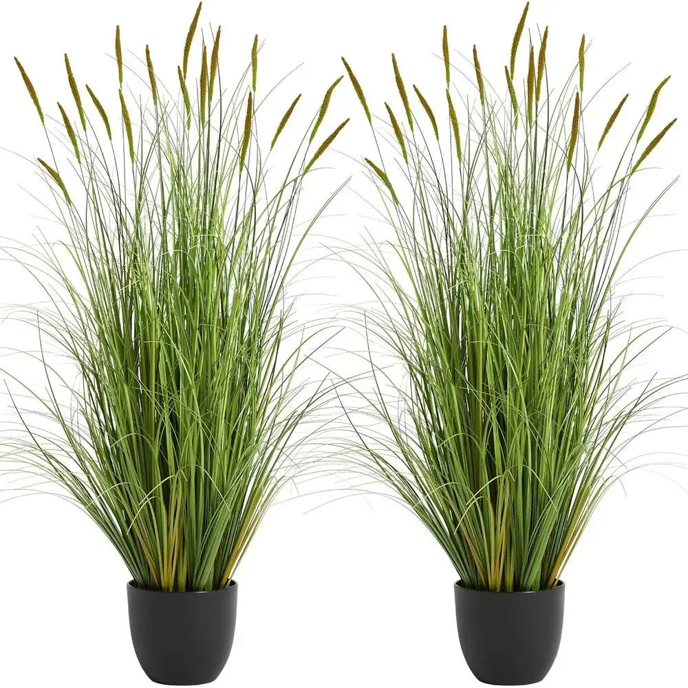 Artificial Cattail and Onion Grass — 3.9 ft, 2-Pack Potted Arrangement
