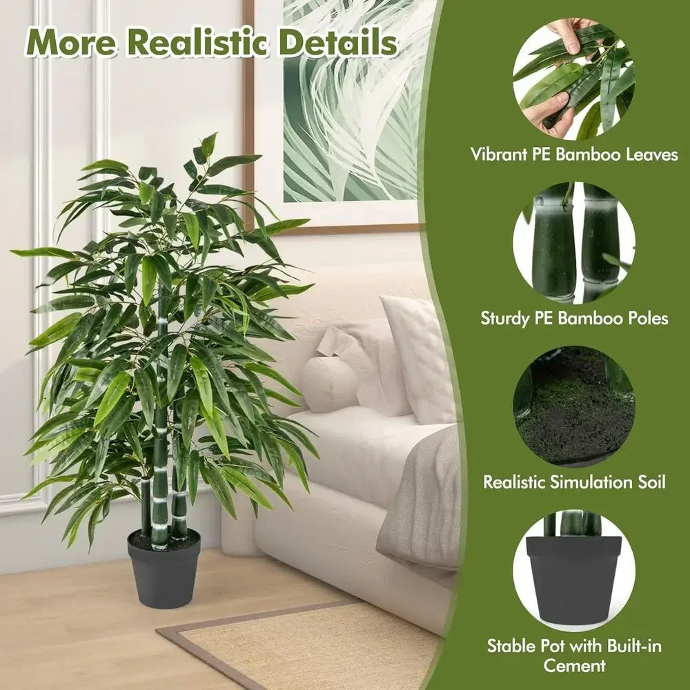 Artificial Bamboo Trees — Set of 2, Three PE Trunks Each