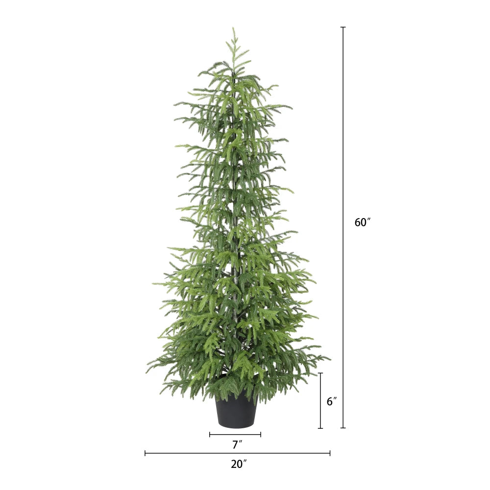 Artificial Norfolk Pine Tree — 5 ft, Real-Touch Foliage, Potted