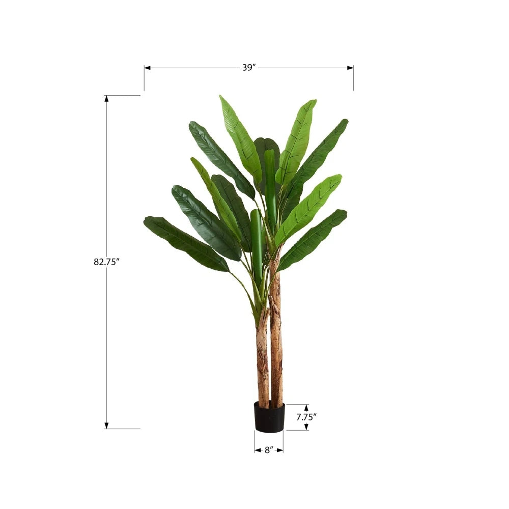 Artificial Banana Tree — 83 in, Dual Trunk, 16 Variegated Leaves