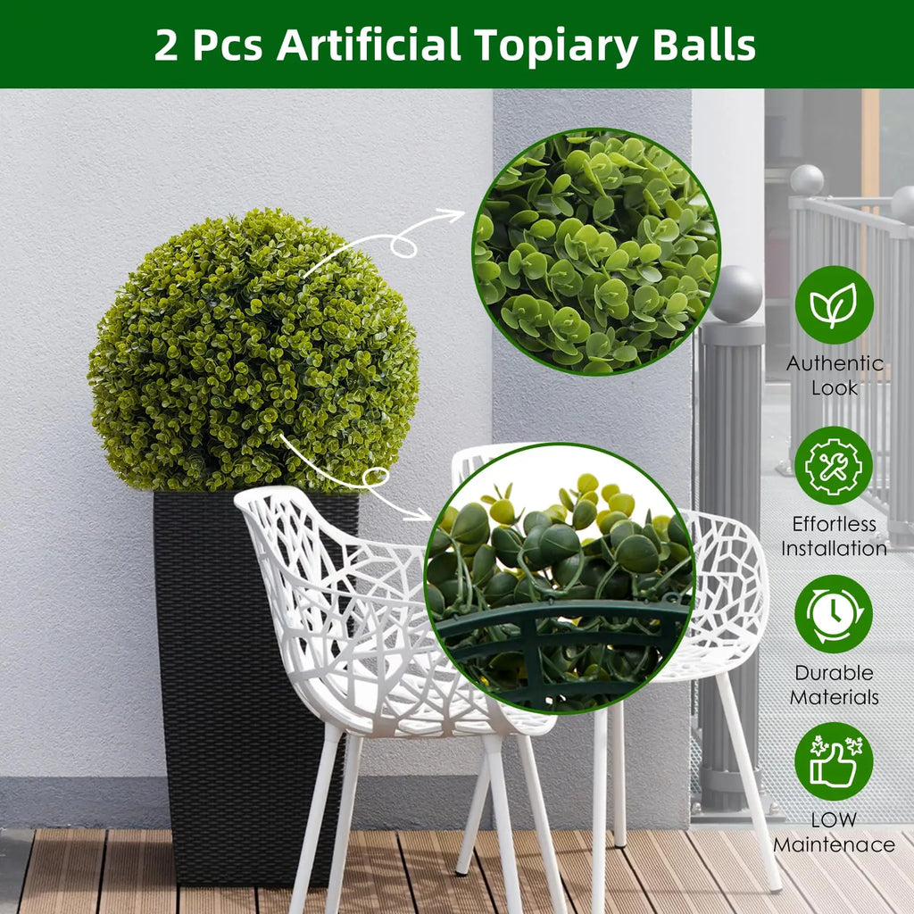 Artificial Cedar Topiary Balls — 17 to 23 in, Set of 2
