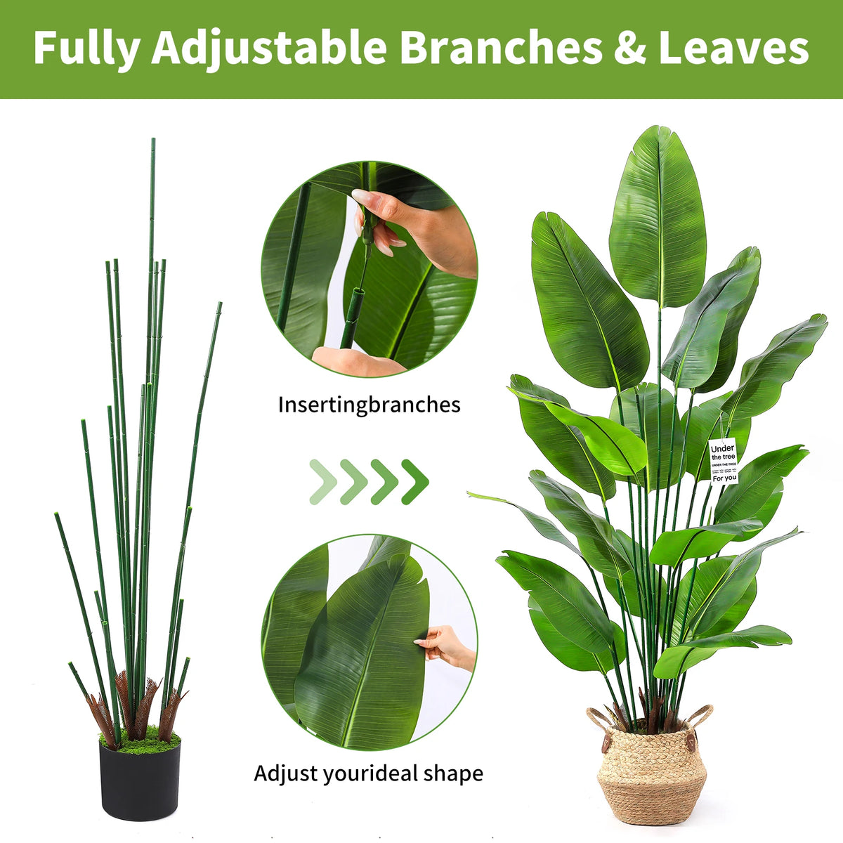 Artificial Bird of Paradise Plant — 6 ft, 18 Leaves, Silk in Basket