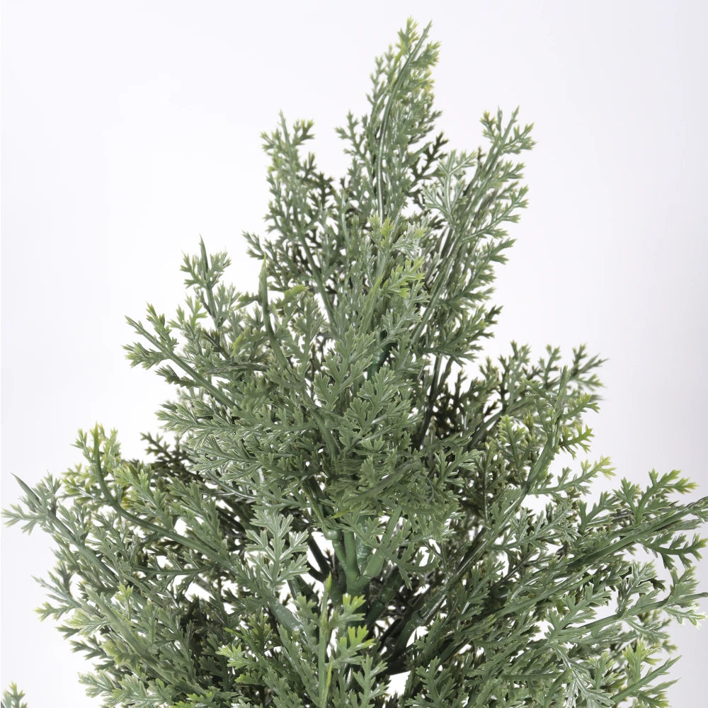 Artificial Cypress Topiary — 5 ft, UV-Treated Foliage, Black Pot