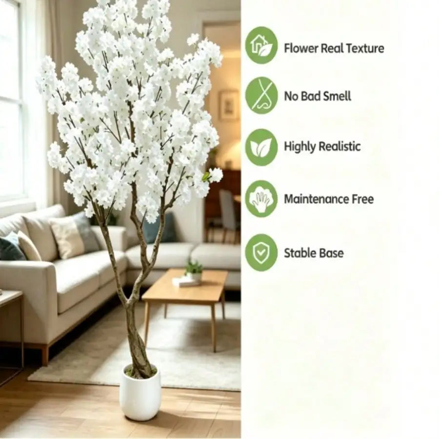 Artificial Cherry Blossom Tree — 6 ft, Textured Trunk