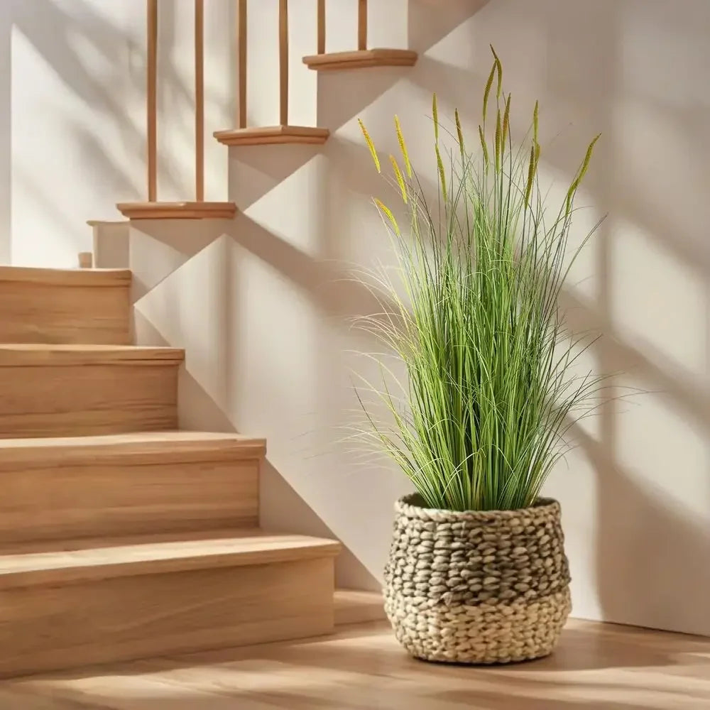 Artificial Cattail and Onion Grass — 3.9 ft, 2-Pack Potted Arrangement
