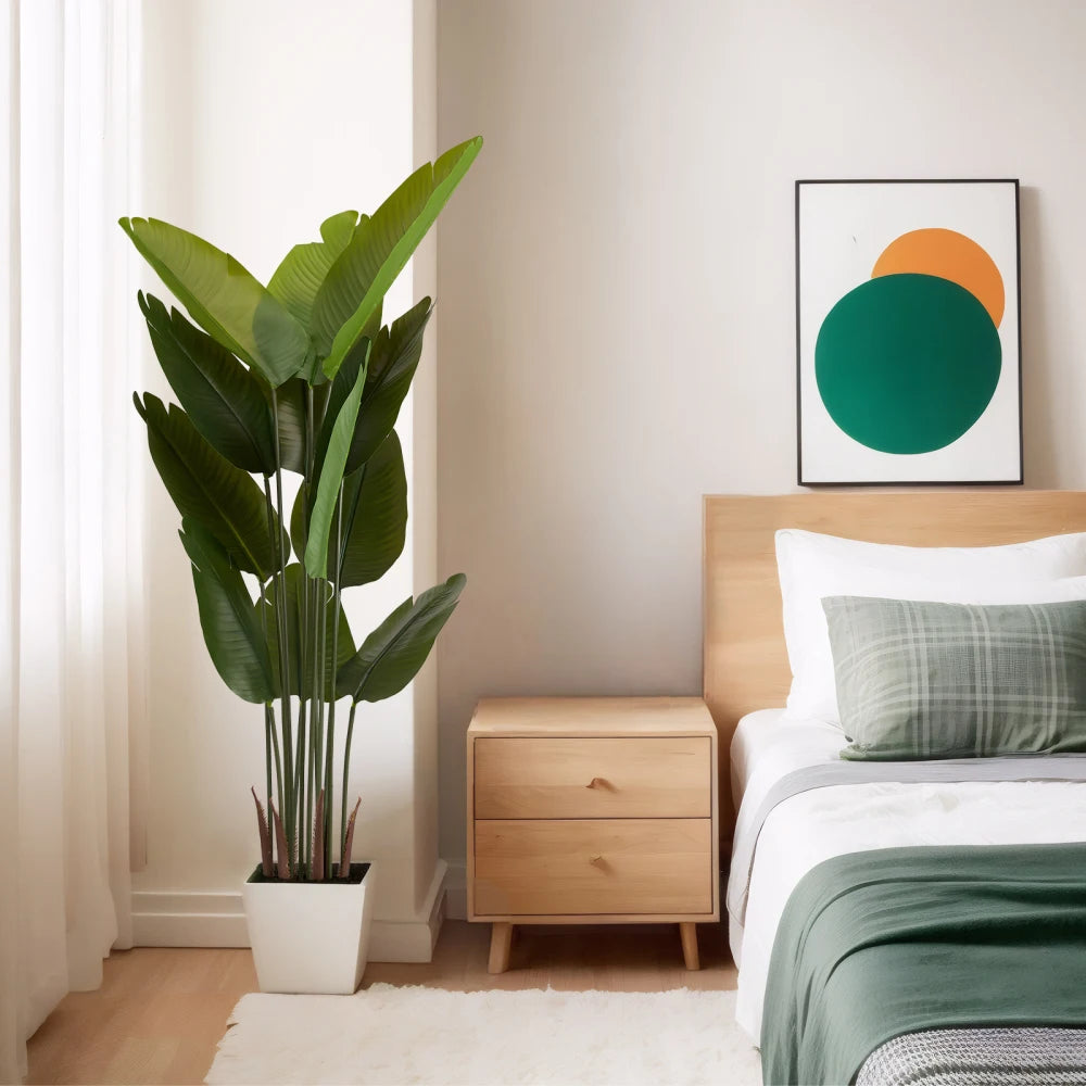 Artificial Bird of Paradise Plant — 5.2 ft, 12 Leaves, Set of 2